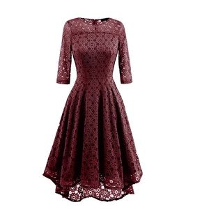 2xl burgundy high low dress